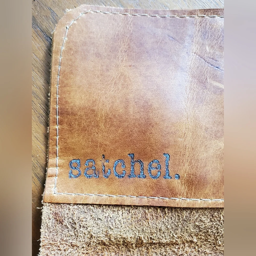 Custom Hand Made Satchel Savannah GA Leather Clutch Wallet with Blue Bow Accent